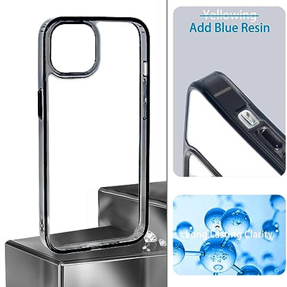 JJGoo Compatiable with iPhone 13 Pro max Case Clear, Transparent Shockproof Phone Case, Slim Anti-Scratch Hard PC Back Protective Cover Bumper, Transparent Black - color: Transparent Black