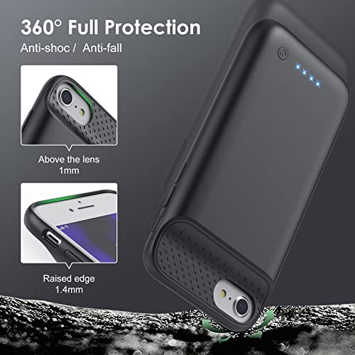 Pxwaxpy Battery Case for iPhone 6/6s/7/8/SE(2022/2020)(6.1 Inch), Upgraded Ultra-Slim 7000mAh Portable Extended Battery Pack for iPhone 8, iPhone 7, iPhone 6/6s, iPhone SE Charging Case (Black)
