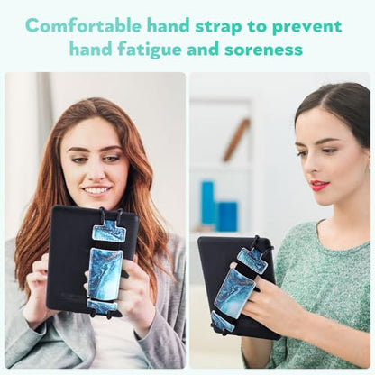 Secure Hand Strap for Kindle and Tablet - High Elasticity Finger Grip Holder Accessories for 6-8 Inches E-Book Tablet. - color: Blue Ocean