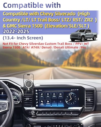 PZK Car Phone Holder for 2022-2026 Chevy Silverado/GMC Sierra 13.4'' Screen - color: Magsafe+ Wireless Charger, size: Silverado 1500/GMC Sierra 1500 2022-2026