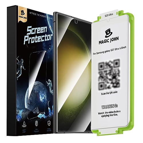 MAGIC JOHN 2 Pack for Samsung Galaxy S23 Ultra Screen Protector, 6.8 inch | PET Film Material Not Glass, 3D Curved, 100% Fingerprint ID Compatible, Easy Installation, Shock-Resistant, Scratch Proof