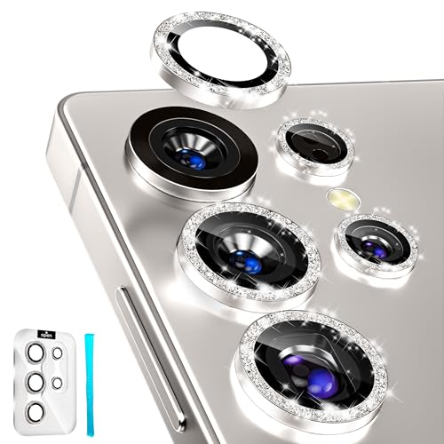 imluckies for Samsung Galaxy S25 Ultra Camera Lens Protector Bling, AR+AF Tempered Glass, 9H Anti-Scratch Metal Individual Lens Cover, HD Clear Camera Accessories - Glitter Titanium Gray - color: Bling Titanium Gray