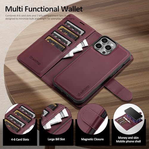 Shieldtop Compatible with MagSafe iPhone 13 Pro Max Wallet Case,Wine Red - color: Wine Red, size: iPhone 13 Pro Max - 6.7"