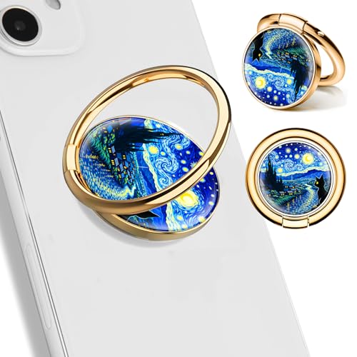 Cell Phone Ring Holder, Cute Phone Ring Grip Stand, 360°Rotation Funny Metal Kickstand Finger Grip Cute Universe Cats - color: Cute Universe Cats