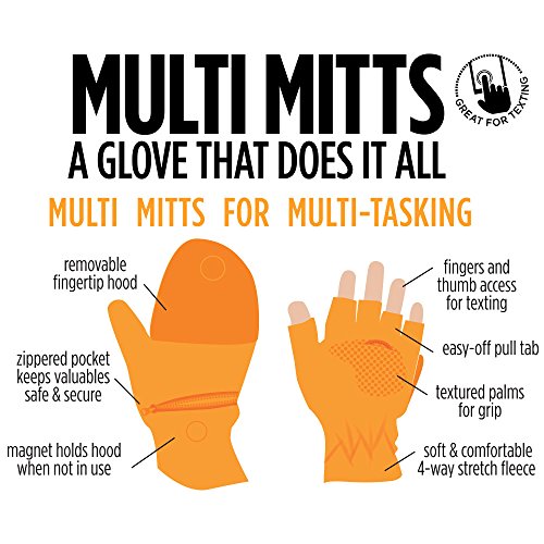 Sprigs Multi Mitt Fingerless Gloves With Adjustable Top & Cell Phone Pocket - color: Cobalt