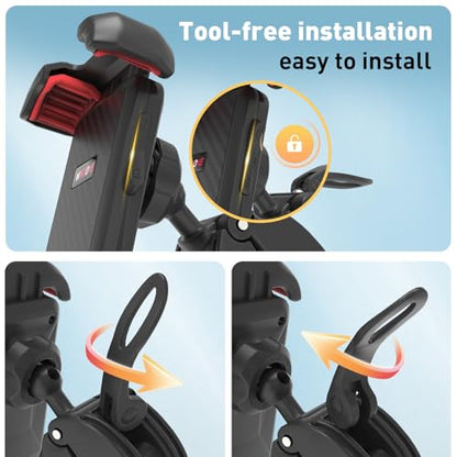 Windone Bike Phone Holder, Motorcycle Phone Mount, Handlebar Phone Mount for Bicycle Scooter, Bike Accessories Compatible with 4.7"~6.7" iPhone, All Smartphones, Red - color: red