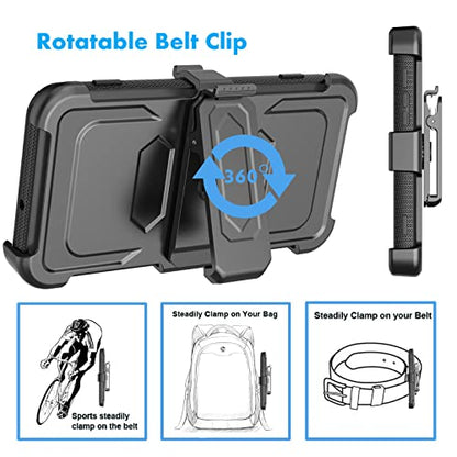 Njjex Rugged Case for Samsung Galaxy S22 Plus, for Galaxy S22 Plus Case, [Nbeck] Heavy Duty Built-in Screen Protector Locking Swivel Holster Belt Clip Kickstand Hard Cover for Samsung S22+ [Black]