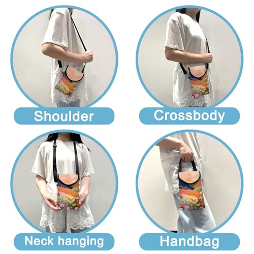 Neoprene Cell Phone Sleeve Pouch Case Bag with Crossbody Strap Neck Lanyard for Women 7.5 X 4.3 in Colorful Mountains - color: Colorful Mountains