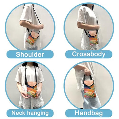 Neoprene Cell Phone Sleeve Pouch Case Bag with Crossbody Strap Neck Lanyard for Women 7.5 X 4.3 in Colorful Mountains - color: Colorful Mountains