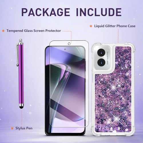 for Moto G Play 2024 Case with Screen Protector, Purple - color: Purple