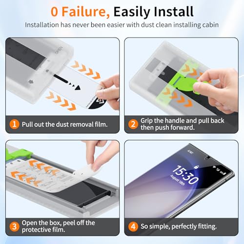 2 Pack Samsung Galaxy S23 Ultra / S22 Ultra Curved Edge HD Clear Screen Protector, PET Film with Auto Dust Elimination Cabin, Anti-Glare, Sensitive Touch, Bubble-Free, Case Friendly - color: S23-HD