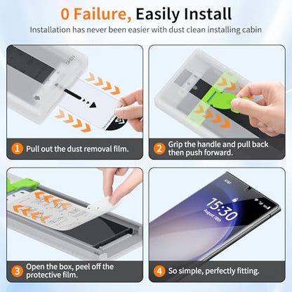 2 Pack Samsung Galaxy S23 Ultra / S22 Ultra Curved Edge HD Clear Screen Protector, PET Film with Auto Dust Elimination Cabin, Anti-Glare, Sensitive Touch, Bubble-Free, Case Friendly - color: S23-HD