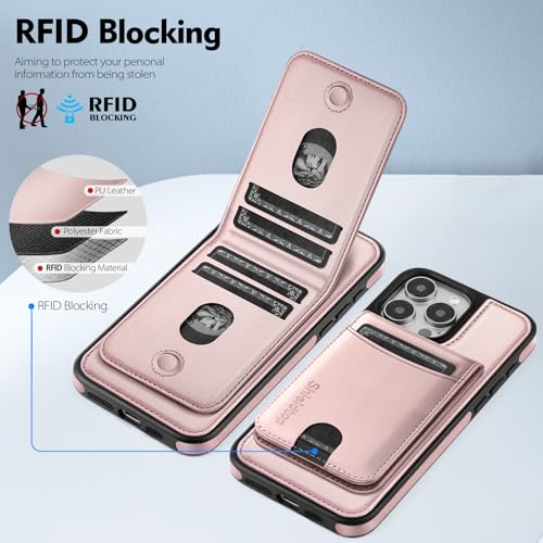 Shieldtop Compatible with MagSafe iPhone 16 Pro Wallet Case,Rose Gold | 2 in 1 Detachable Magnetic,Credit Card Holder Slots,RFID Blocking,PU Leather,Kickstand,Flip Folio Phone Cover for Men & Women - color: Rose Gold, size: iPhone 16 Pro 6.3"