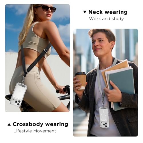 CACOE Phone Lanyard 2 Pack-2× Adjustable Neck Strap,2×Patches,Universal Multifuctional Lanyards Compatible with Most Smartphones(Black+Gray)