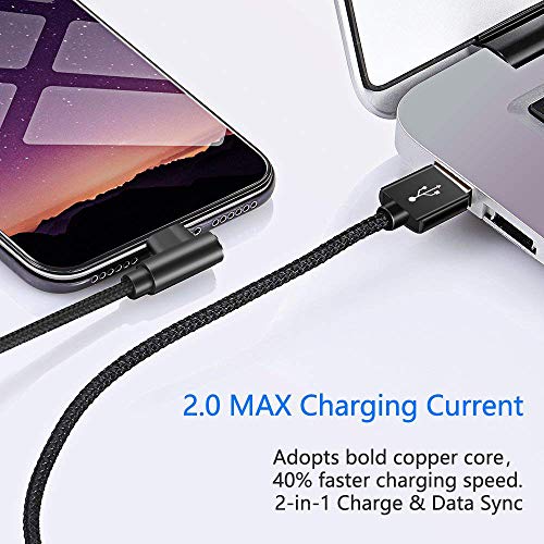 Hi-Mobiler Fast Charging Right Angle Lightning Cable, 3 Pack 3FT (Black)