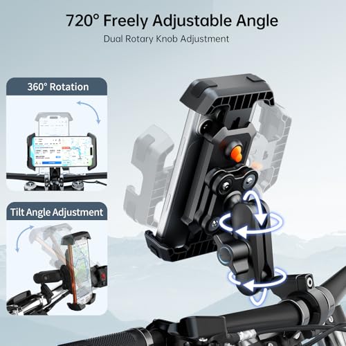 Motorcycle Phone Mount with Vibration Dampener & Security Lock