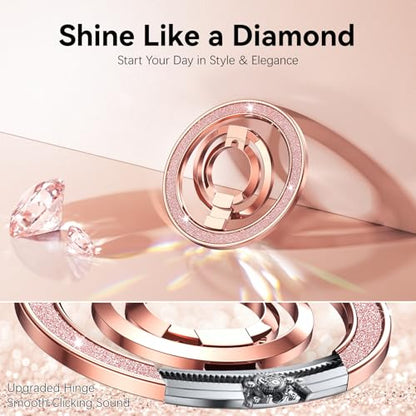 (Flexible Rotation) GUAGUA Magnetic Phone Ring for MagSafe Grip [Super Magnet] Stylish Ring Holder Stand, Mag Safe Accessories for iPhone 17 16 15 14 Pro Max Plus Air, Rose Gold - color: Rose Gold
