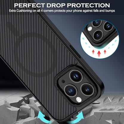YINLAI Case for iPhone 14 Pro Max 6.7-Inch, Carbon Fiber Texture, Black