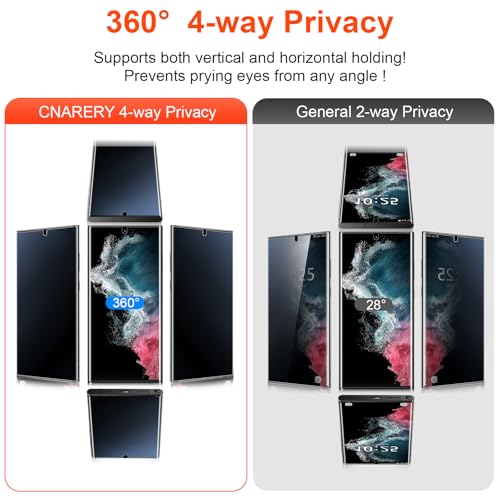 2 Pack 4 Way 360 ° Matte Privacy Screen Protector for Samsung Galaxy S22 Ultra 6.8 Inch[Not Glass], Anti-Scratch, Anti-Glare, Support fingerprint - size: Samsung Galaxy S22 Ultra