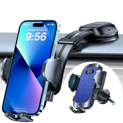 HTU Upgraded Strongest Suction No Block View Bendable Arm Car Phone Holder - color: Sapphire Blue