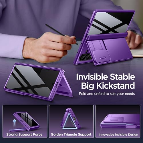 TONGATE Wallet for Z Fold 7 Case with Privacy Screen Protector, Purple - color: Purple