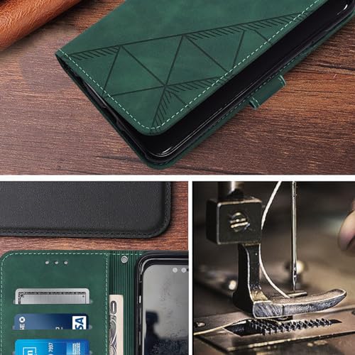 Faux Leather Flip Wallet Case for Motorola Moto G75, YBS Green | Card Slots Storage, Magnetic Closure, Hands-Free Kickstand, RFID Blocking, Precise Cutouts - color: Dark Green