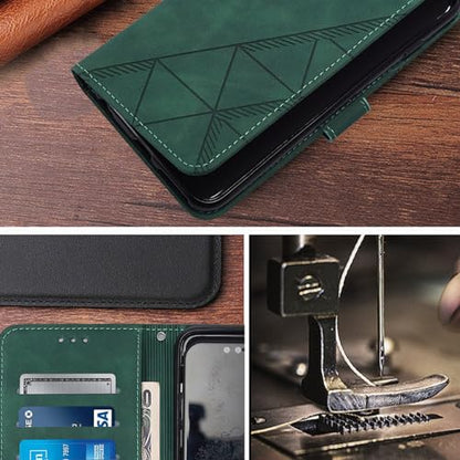 Faux Leather Flip Wallet Case for Motorola Moto G75, YBS Green | Card Slots Storage, Magnetic Closure, Hands-Free Kickstand, RFID Blocking, Precise Cutouts - color: Dark Green