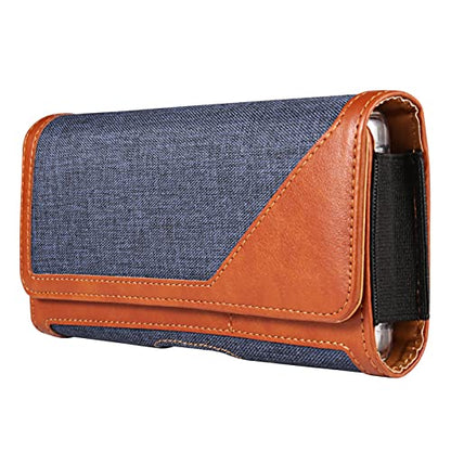 Nylon Cell Phone Holster Case Compatible for iPhone 16 Pro Max 16 Plus Galaxy S24 Ultra S24+ A55 A54 A35 A25 A15 A14 Moto G Power Stylus Pure OnePlus 12 12R Pixel 9 Pro XL Xiaomi 14 Ultra (Blue)