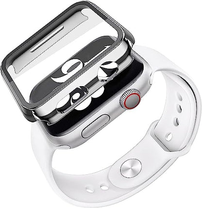 Misxi 2 Pack Hard PC Case with Tempered Glass Screen Protector Compatible with Apple Watch SE 3 SE 2 SE Series 6 Series 5 Series 4 40mm, 1 Sliver + 1 Transparent - color: 1 Silver + 1 Transparent, size: 40mm (Se3/Se2/Se/6/5/4)