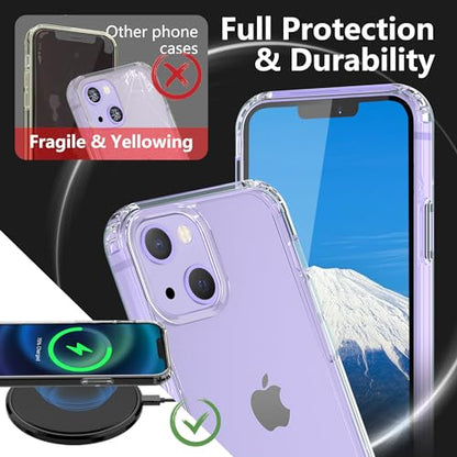 ONES Case for iPhone 14, Slim Clear Transparent Case [PC + TPU Hybrid] with Military-Grade Drop Protection, Anti-Yellowing Shockproof Silicone Hard Cover - color: HD Highly Clear, size: iPhone 14