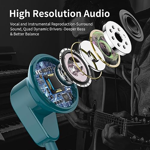 Jelanry 3.5mm Earbuds with Microphone Wired Headphones for Laptop PC, Blue - color: Blue