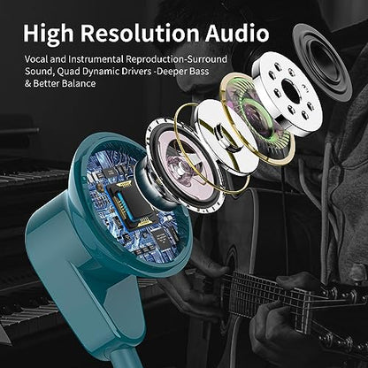 Jelanry 3.5mm Earbuds with Microphone Wired Headphones for Laptop PC, Blue - color: Blue