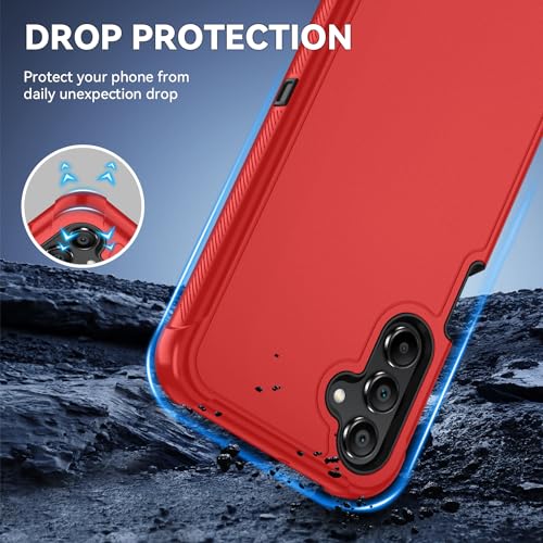 for Samsung Galaxy A16 5G Case : 3-Layer Shockproof Phone Cover with HD Screen Protector,Hybrid Protective Military-Grade Drop Protection for Galaxy A16 5G Phone Case (Bright Red/Black) - color: Bright Red/Black