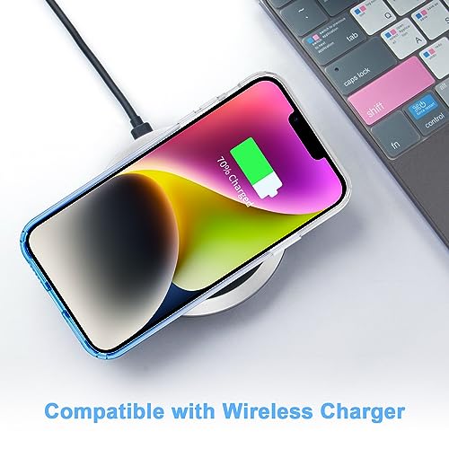 JJGoo Compatible with iPhone 14 Case Clear, Soft Shockproof Protective Slim Thin Phone Bumper Cover Transparent Phone Case, Gradient Blue - color: Gradient Blue