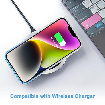 JJGoo Compatible with iPhone 14 Case Clear, Soft Shockproof Protective Slim Thin Phone Bumper Cover Transparent Phone Case, Gradient Blue - color: Gradient Blue