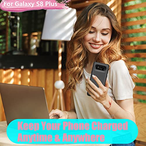 Battery Case for Samsung Galaxy S8+ Plus, 6500mAh Rechargeable Extended Battery Charging Case with Kickstand Black