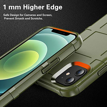 Rugged Shield TPU Thick Solid Armor Tactical Protective Case Compatible with iPhone 12 Mini (5.4 inches) - Army Green - color: Army Green, size: iPhone 12 mini