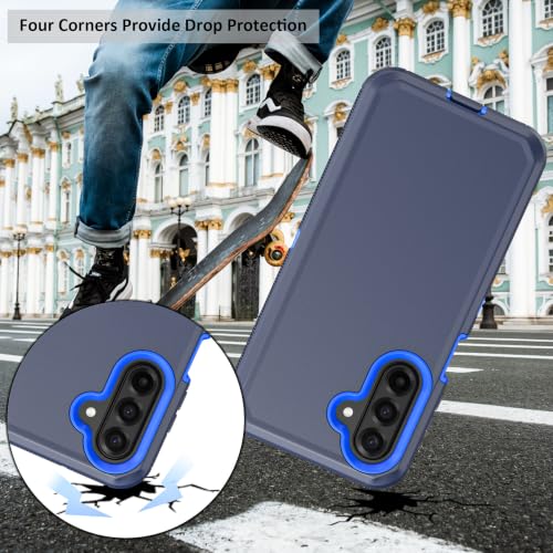 Rugged Phone Case for Samsung Galaxy A18/A17 Blue | Belt Clip Holster & Kickstand Heavy Duty Shockproof Protective Full Body Case (Blue) - color: Blue
