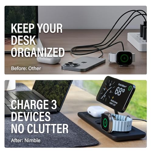 Nimble Podium 3-in-1 Wireless Charging Station for Apple, Qi2-Certified