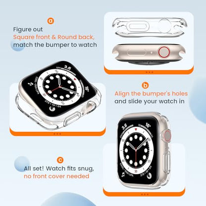 [2 Pack] Bumper Case for Apple Watch SE3/SE2/SE/Series 6/5/4 44mm, Clear - color: Clear+Clear, size: 44 mm SE/Series 6/5/4