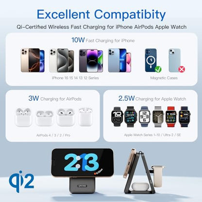 2026 Traveling Wireless Fast Charging Station Magnetic 3 in 1 Charger