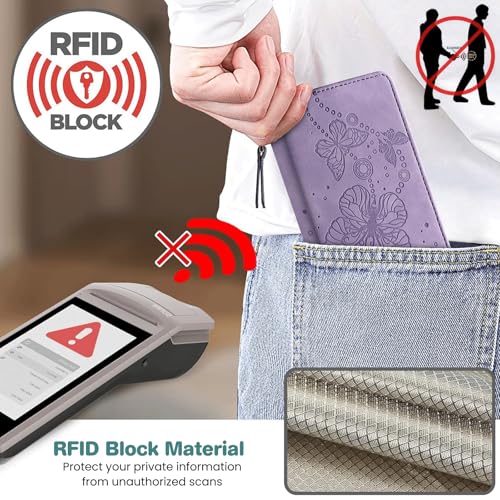 Case Wallet for Motorola Moto G Power 2025/ G Power 2026, Purple | RFID Blocking, 3 Card Holder Stand, Shockproof TPU Shell, PU Leather Magnetic Closure, 6.8-inch - color: Purple