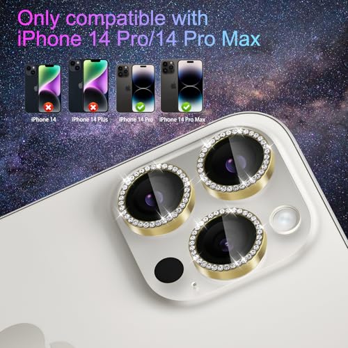Camera Lens Protector for iPhone 14 Pro/14 Pro Max, Diamond Gold - color: Diamond Gold
