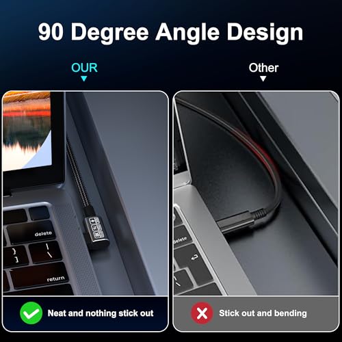 USB C Thunderbolt 4 Cable - 3.3FT, 240W Monitor Cable with 40Gbps Data Transfer and 8K Video, Compatible with Thunderbolt 3 - size: Right Angle 40Gbps Data Transfer Cable 3.3FT