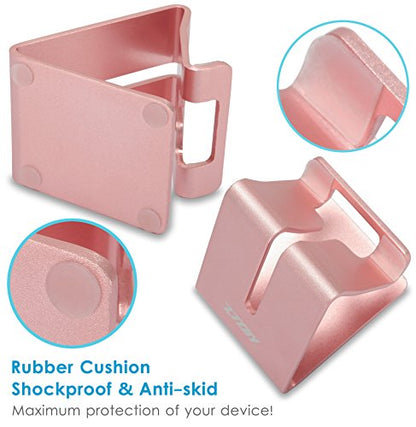 Cell Phone Stand, ZTON Aluminum Metal Tablet Stand, Mobile Phone Holder for iPhone iPad Samsung for Desk Table Bedroom Kitchen (Rose Gold) - color: Rose Gold