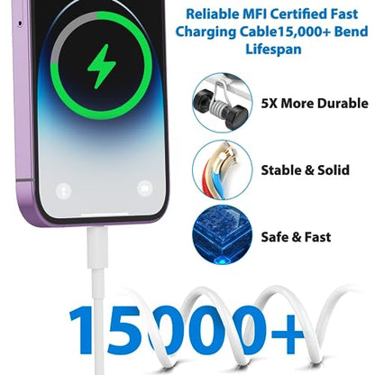 25W iPhone Charger, 2 Pack 25W PD USB C Wall Fast Charger Adapter with 2 Pack 10FT Long Type C to Lightning Cable Compatible with iPhone 14 13 12 11 Pro Max XR XS X,iPad