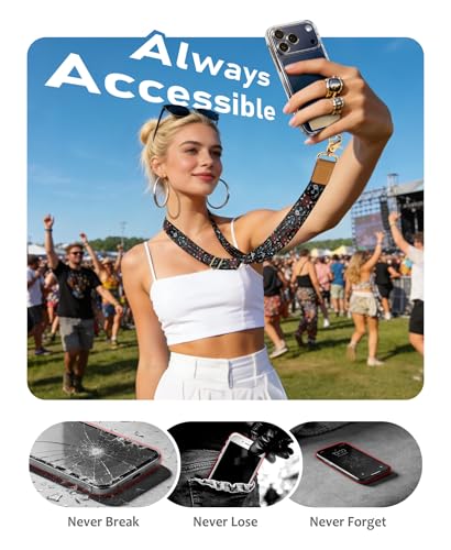 Yonlevres Phone Lanyard Crossbody Strap Wrist Neck Adjustable Women Boho - color: Bohemian Black