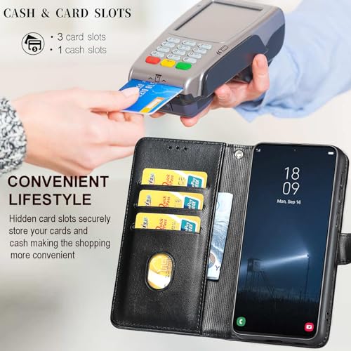 Wallet Case for Samsung Galaxy A16 5G, Black | Women Flip Folio Cover, Embossed PU Leather, Stand, Credit Card Holders Slots, Wrist Strap - color: 3