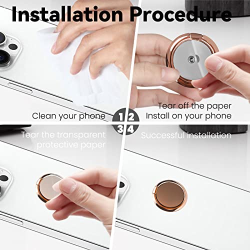 Metal Cell Phone Ring Holder Finger Ring Stand, 360 Degree Rotation Ring Kickstand Grip Holder for Magnetic Car Mount, Rose Gold - color: Rose Gold