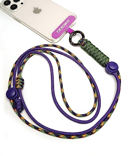 Phone Lanyard Crossbody, Anti Theft Phone Strap Adjustable Neck - color: Flower Purple